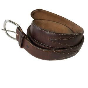Silver Creek Collection Leather Belt Western Brown Cowboy Rodeo Made in USA